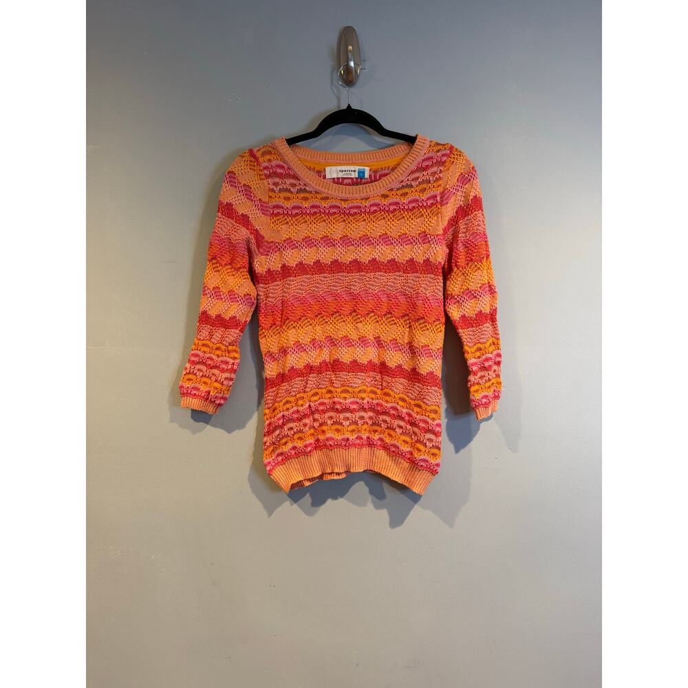 Anthropologie Sparrow Pink Orange Textured Knit Sweater Size S